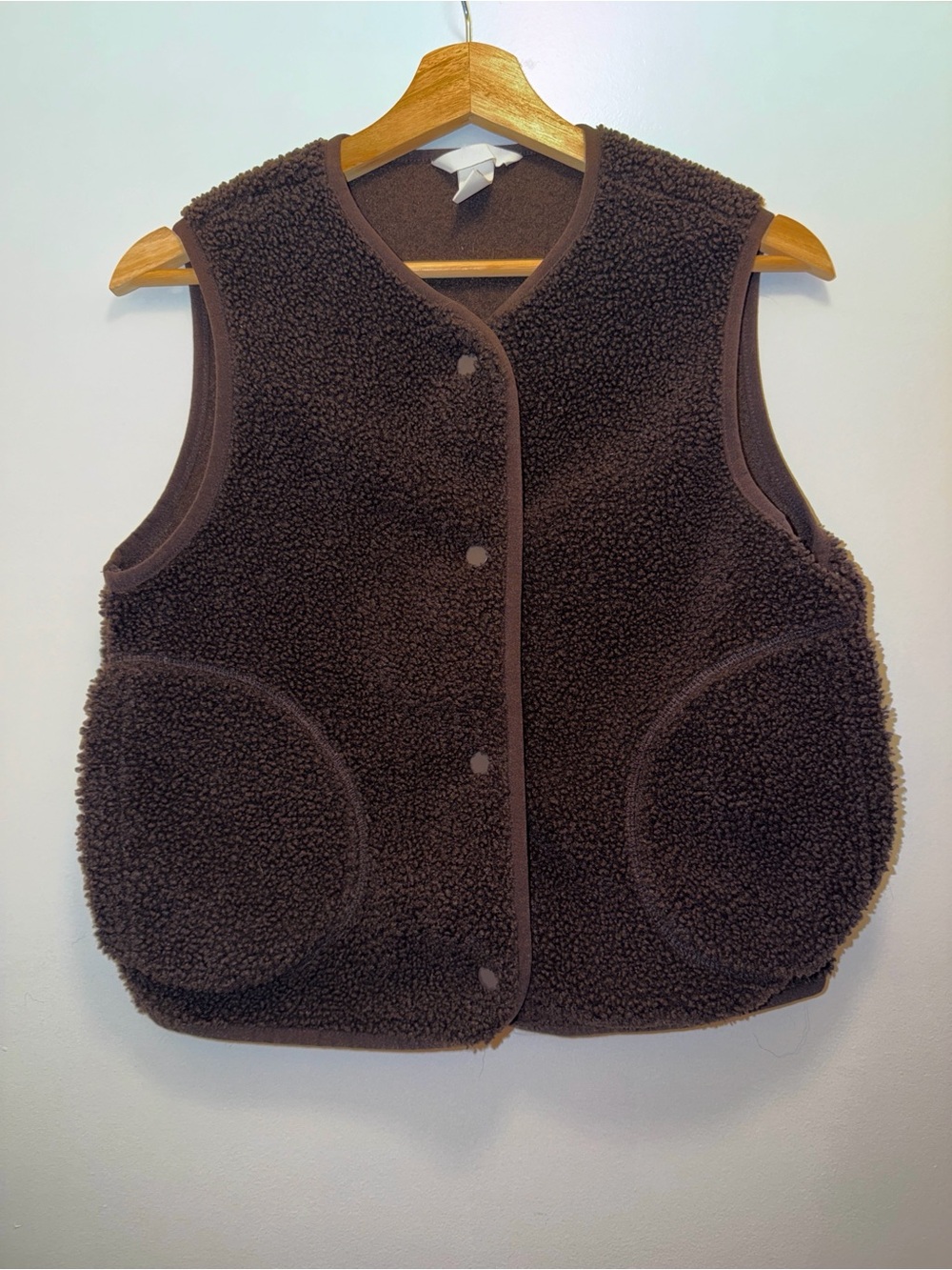 H&M Brown Sherpa Vest With Snaps Size XS